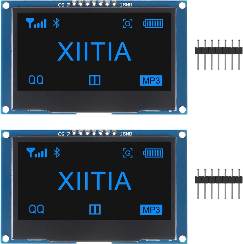 XIITIA 2pcs 2.42 inch 128x64 OLED LCD Display Module SSD1309 7 Pin SPI/IIC I2C Serial Interface for Arduino UNO R3 (Blue Light) - Image 1